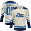 Custom Cream Blue-Navy Hockey Lace Neck Jersey