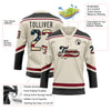 Custom Cream Vintage USA Flag Black-Maroon Hockey Lace Neck Jersey