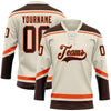 Custom Cream Brown-Orange Hockey Lace Neck Jersey