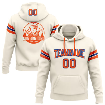 Custom Stitched Cream Orange-Royal Football Pullover Sweatshirt Hoodie