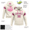 Custom Stitched Cream Pink-Kelly Green Football Pullover Sweatshirt Hoodie