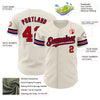 Custom Cream Red-Navy Authentic Baseball Jersey