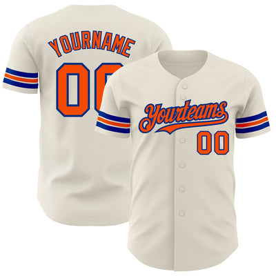 Custom Cream Orange-Royal Authentic Baseball Jersey