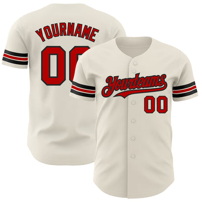 Custom Cream Red-Black Authentic Baseball Jersey