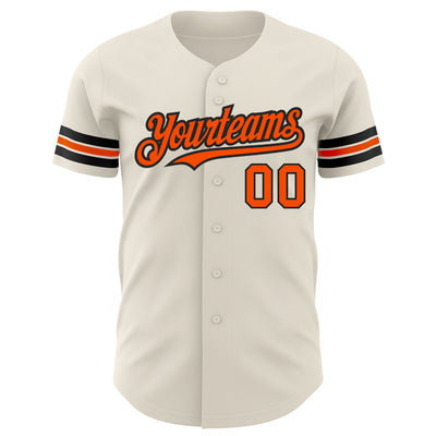 Custom Cream Orange-Black Authentic Baseball Jersey