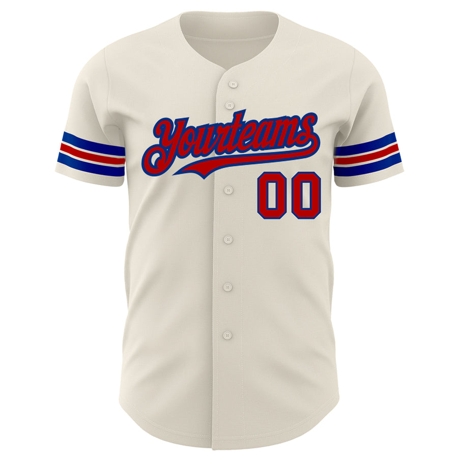 Custom Cream Red-Royal Authentic Baseball Jersey