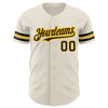 Custom Cream Black-Gold Authentic Baseball Jersey