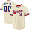 Custom Cream Royal Red-White Authentic Throwback Baseball Jersey