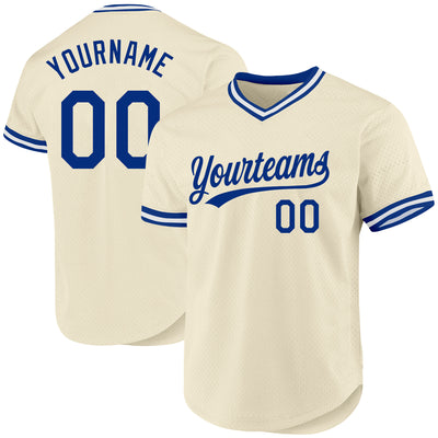 Custom Cream Royal-White Authentic Throwback Baseball Jersey