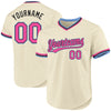 Custom Cream Pink Black-Light Blue Authentic Throwback Baseball Jersey