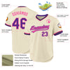 Custom Cream Purple Pink-Black Authentic Throwback Baseball Jersey