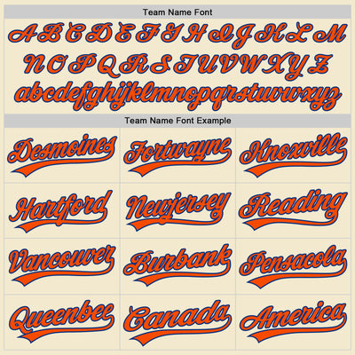 Custom Cream Orange-Royal Authentic Throwback Baseball Jersey