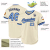 Custom Cream Light Blue-Navy Authentic Throwback Baseball Jersey