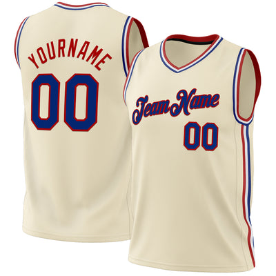 Custom Cream Royal-Red Authentic Throwback Basketball Jersey