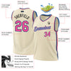 Custom Cream Pink Black-Light Blue Authentic Throwback Basketball Jersey