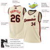 Custom Cream Black-Red Authentic Throwback Basketball Jersey