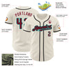 Custom Cream Crimson Black-Aqua Authentic Baseball Jersey