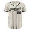 Custom Cream Black Pinstripe Black Authentic Baseball Jersey