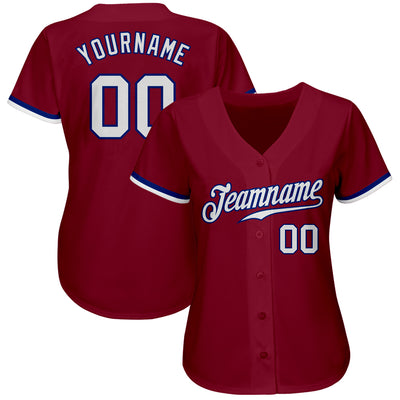 Custom Crimson White-Royal Authentic Baseball Jersey