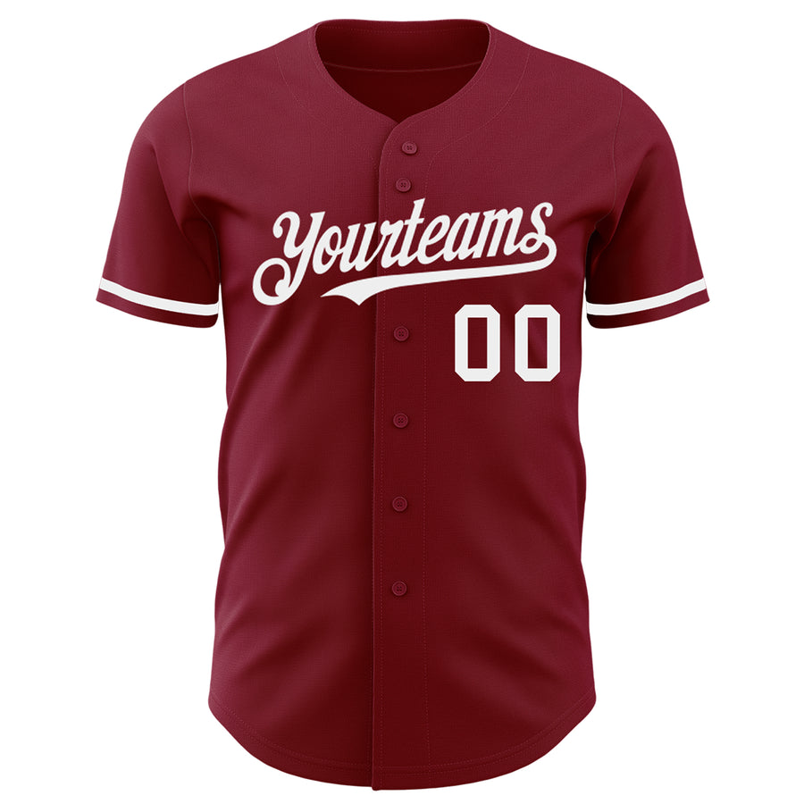 Custom Crimson White Authentic Baseball Jersey