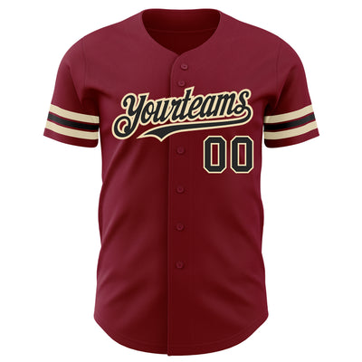 Custom Crimson Black-City Cream Authentic Baseball Jersey