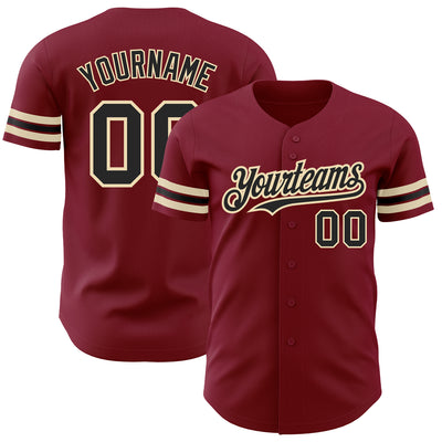 Custom Crimson Black-City Cream Authentic Baseball Jersey