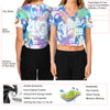 Custom Women's White White-Light Blue Hawaii Palm Trees 3D V-Neck Cropped Baseball Jersey