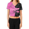 Custom Women's Graffiti Pattern Pink-White Scratch 3D V-Neck Cropped Baseball Jersey