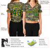 Custom Women's Camo Green-Gold Salute To Service 3D V-Neck Cropped Baseball Jersey