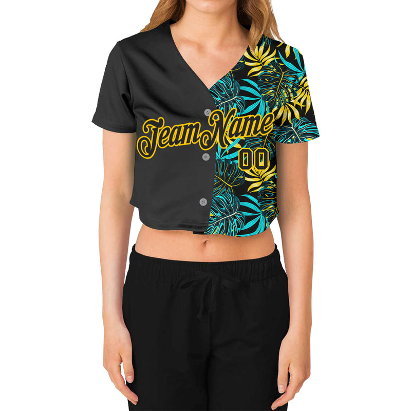 Custom 3D Pattern Baseball Jersey Black Black-Pink Design Tropical Palm  Leaves Authentic - FansIdea