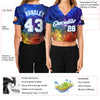 Custom Women's Galactic White-Light Blue 3D V-Neck Cropped Baseball Jersey