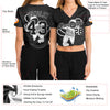 Custom Women's Black Black-White Astronaut 3D V-Neck Cropped Baseball Jersey