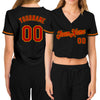 Custom Women's Black Red-Gold V-Neck Cropped Baseball Jersey