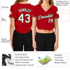 Custom Women's Red White-Kelly Green V-Neck Cropped Baseball Jersey