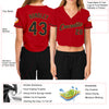 Custom Women's Red Black-Old Gold V-Neck Cropped Baseball Jersey