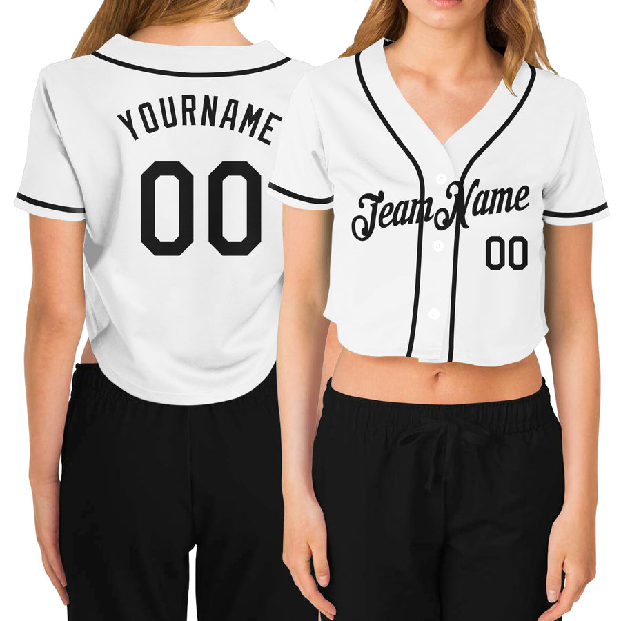 Source women'S crop top baseball jersey - black white stripe Jersey Shirt  Baseball tee shirt on m.