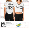 Custom Women's White Black-Gray V-Neck Cropped Baseball Jersey