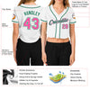 Custom Women's White Pink-Green V-Neck Cropped Baseball Jersey