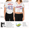 Custom Women's White Light Blue-Red V-Neck Cropped Baseball Jersey