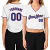 Custom Women's White Royal-Red V-Neck Cropped Baseball Jersey