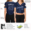 Custom Women's Navy Navy-White V-Neck Cropped Baseball Jersey