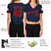 Custom Women's Navy Red-Old Gold V-Neck Cropped Baseball Jersey