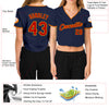 Custom Women's Navy Red-Gold V-Neck Cropped Baseball Jersey