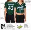 Custom Women's Green White-Light Blue V-Neck Cropped Baseball Jersey