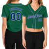 Custom Women's Kelly Green Royal-White V-Neck Cropped Baseball Jersey