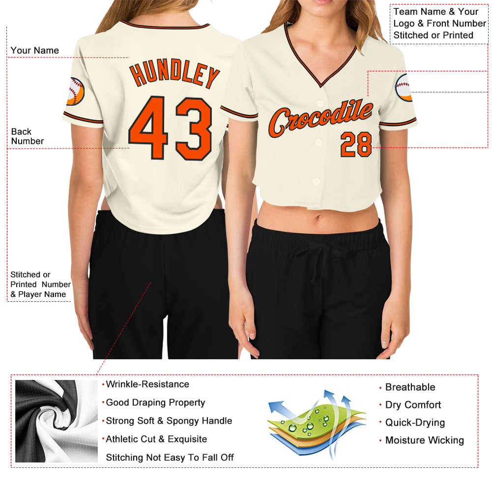 Custom Cream Black-Orange Baseball Jersey