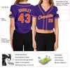 Custom Women's Purple Orange-White V-Neck Cropped Baseball Jersey