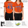 Custom Women's Orange Royal-White V-Neck Cropped Baseball Jersey