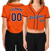 Custom Women's Orange Navy-White V-Neck Cropped Baseball Jersey