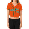 Custom Women's Orange Kelly Green-White V-Neck Cropped Baseball Jersey